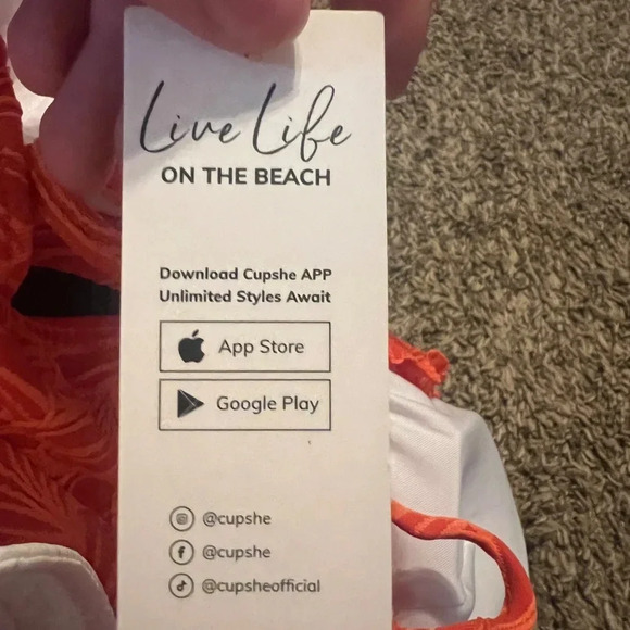 NWT women's cupshe bikini set floral Scalloped Top High Waist Bottoms size large - Picture 4 of 6